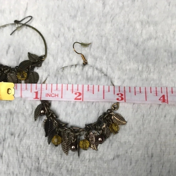 ✨ ADD $8 Faeriecore Fairy fae faerie forest fairy leaf green beaded hoops - Picture 4 of 5